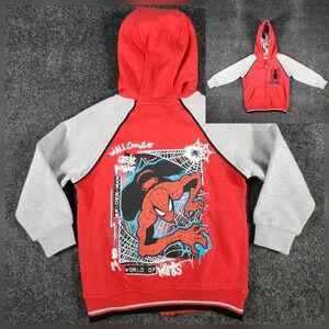 Marvel Spider-Man Peter Parker Hoodie Boys 6 Red Gray Full Zip Sweatshirt Jacket